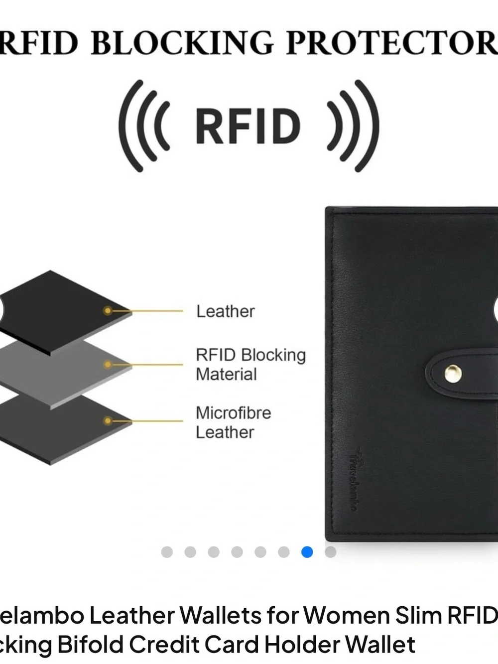 Travelambo RFID Blocking Purple Leather Bifold Card Holder Zipper Wallet